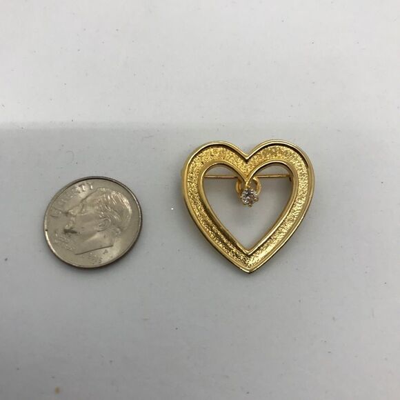 Accessocraft Gold Heart Rhinestone Pendant Brooch - Picture 5 of 11